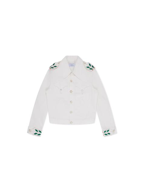 CASABLANCA Off White Laurel Embroidered 70's Denim Jacket