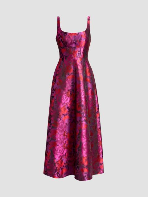 Dress The Population Women's Vanna Jacquard Tea-Length Dress - Bright Fuchsia Multi