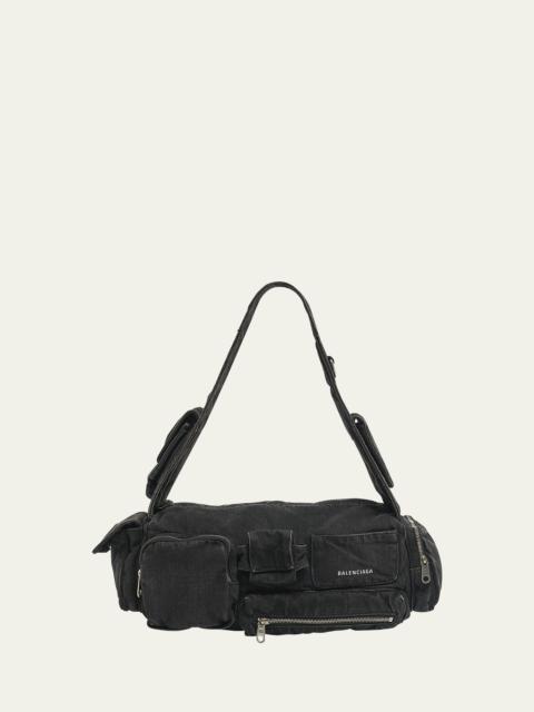 Superbusy Sling Washed Denim Shoulder Bag