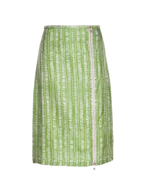 geometric-print silk skirt