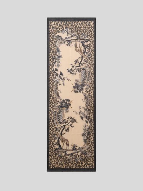 Etro CASHMERE SCARF WITH ANIMAL AND FLOWER PRINT