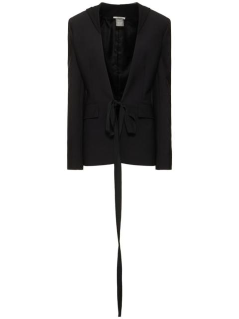 Tailored wool blend blazer w/ hood