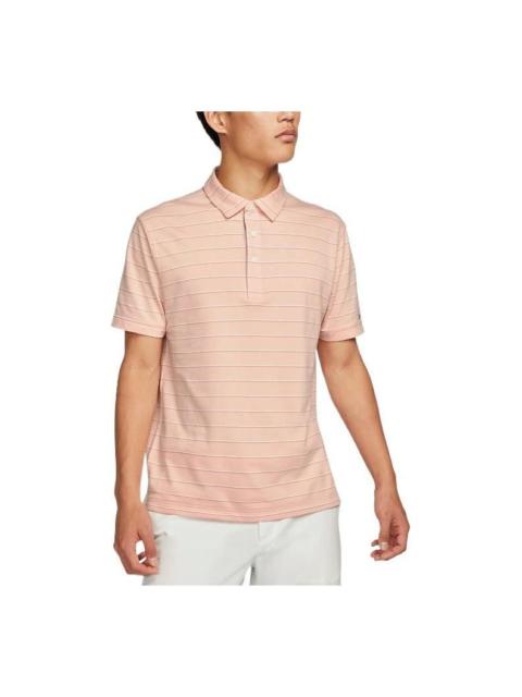 Nike Men's Nike Dri-FIT Stripe Breathable Lapel Short Sleeve Arctic Orange Polo Shirt DH0892-800