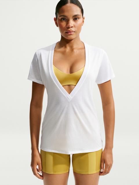 Nike NikeSKIMS Performance Cotton Blend Women's V-Neck Short-Sleeve Top