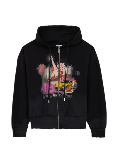 GCDS x Betty Boop zip-up cotton hoodie