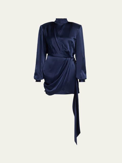 RONNY KOBO Imara Draped Open-Back Charmeuse Mini Dress