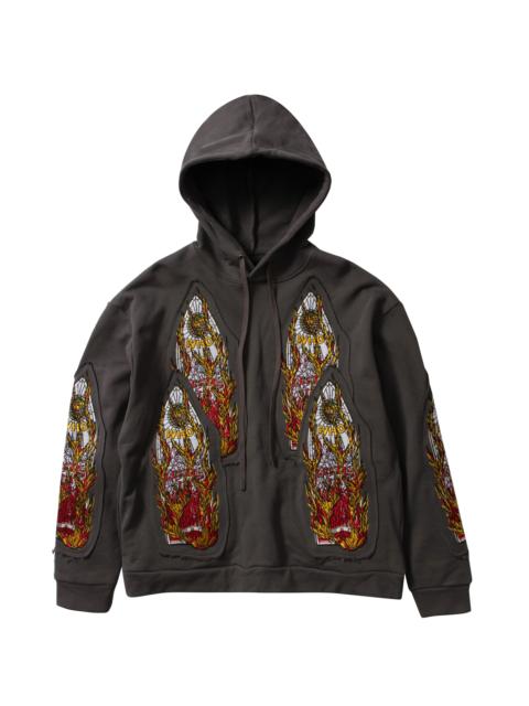 WHO DECIDES WAR FLAME GLASS EMBROIDERED HOODED PULLOVER