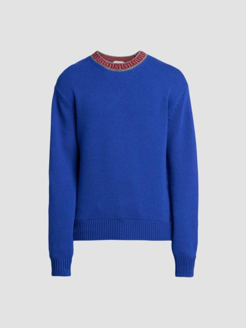 VERSACE Men's Greca Wool-Cashmere Crewneck Sweater - Blue