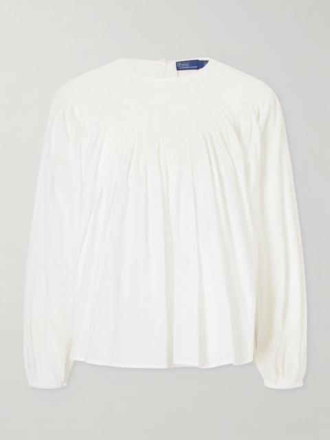 Polo Ralph Lauren Ruched Cotton-poplin Blouse