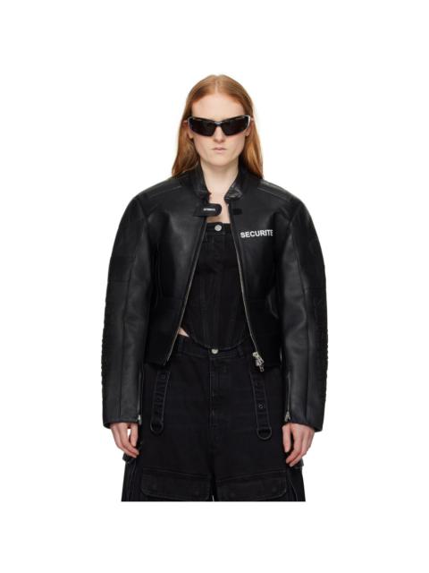 Black Securite Motorcross Leather Jacket