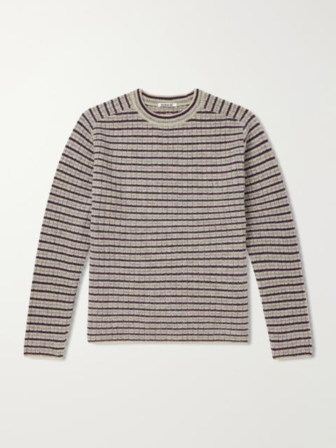 AURALEE Striped Ribbed Wool and Cashmere-Blend Sweater