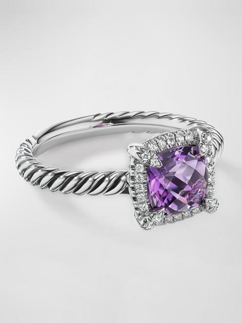 DAVID YURMAN 7mm Petite Chatelaine Pave Bezel Ring with Gemstone and Diamonds in Silver