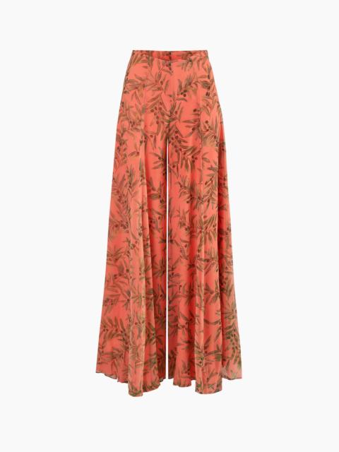 CAROLINA HERRERA Olive Branch-Print Extra-Wide Leg Iris Pants