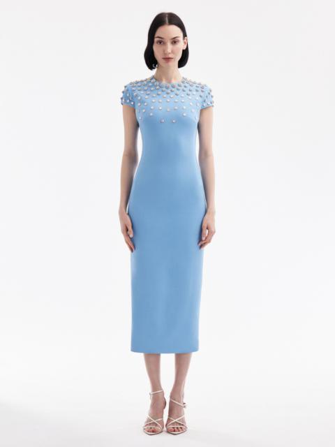 Oscar de la Renta CRYSTAL EMBROIDERED CAP SLEEVE DRESS