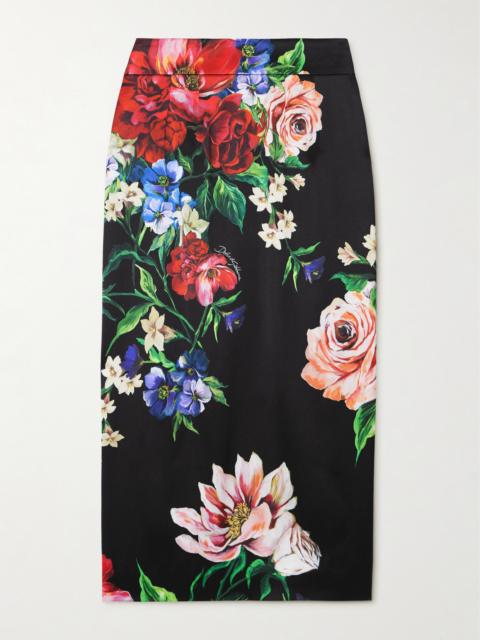Dolce & Gabbana Floral-print Satin Midi Skirt