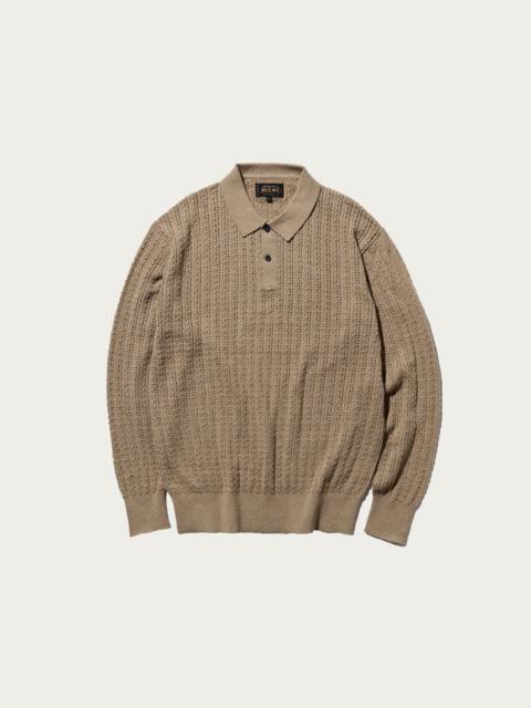 BEAMS PLUS Cable Knit Polo - Beige