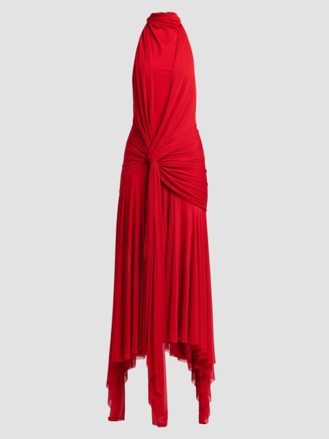 Alexander McQueen Women's Knotted Jersey Draped Maxi Dress - Flame Red