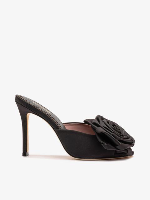 Larroudé Scarlet Mule In Black SatIn