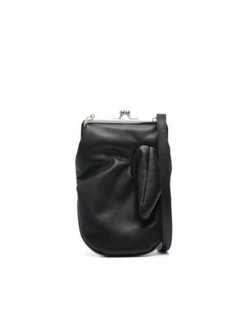 Oil leather crossbody bag