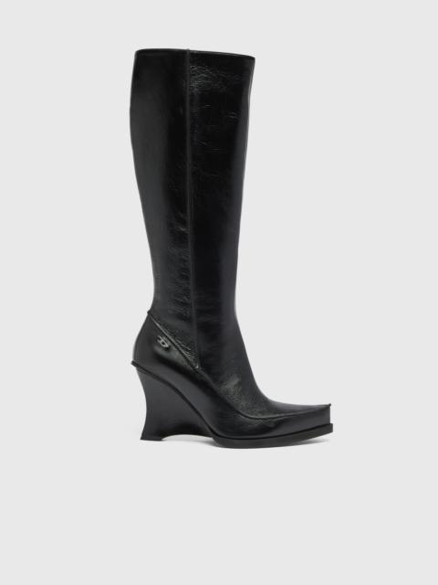 Diesel D-LUCETTE-KNEE-HIGH BOOTS IN LEATHER