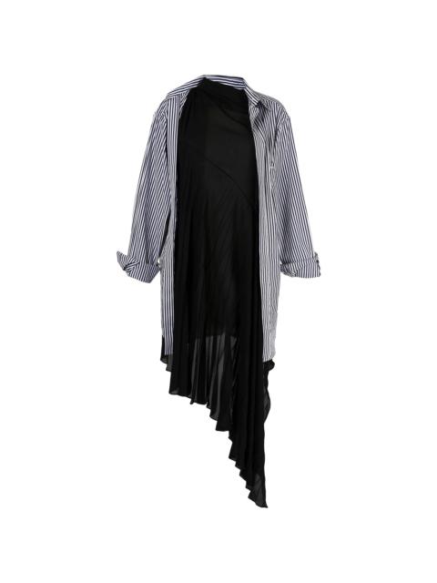 Twisted layered shirt-effect asymmetric dress