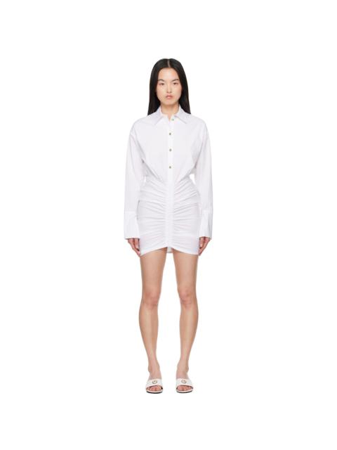 VERSACE JEANS COUTURE White Ruched Shirt Minidress
