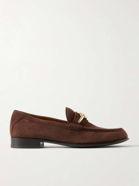 Valentino VLOGO Gate embellished suede loafers