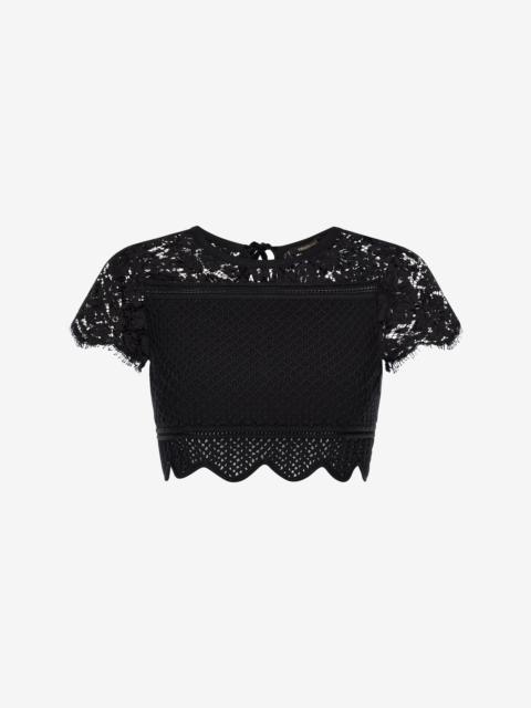 Roberto Cavalli Black Lace Crop Top