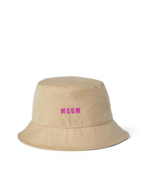 MSGM Cotton bucket hat with embroidered micro logo