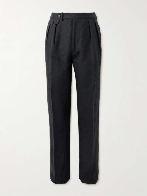 Gregory Straight-Leg Pleated Linen Trousers