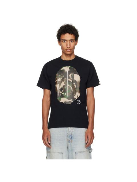 A BATHING APE® Black Map Camo Ape Head Shark T-shirt