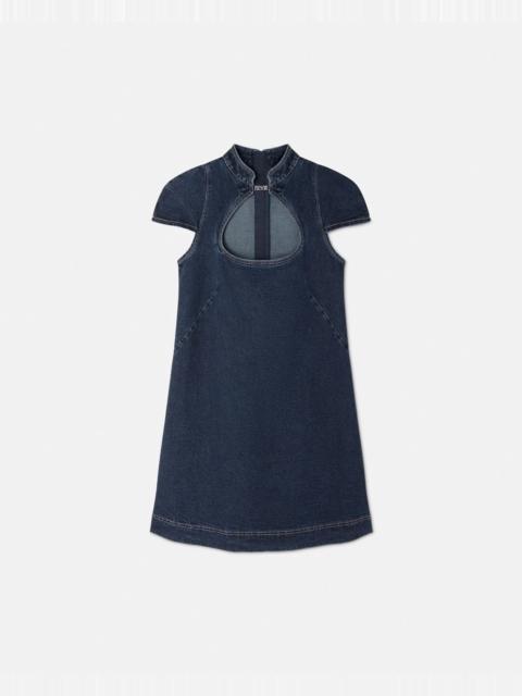 VERSACE JEANS COUTURE Institutional Logo Denim Mini Dress