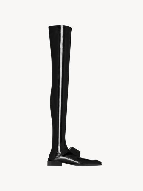 SAINT LAURENT ROMEO OVER-THE-KNEE BOOTS IN PATENT LEATHER AND VINYL
