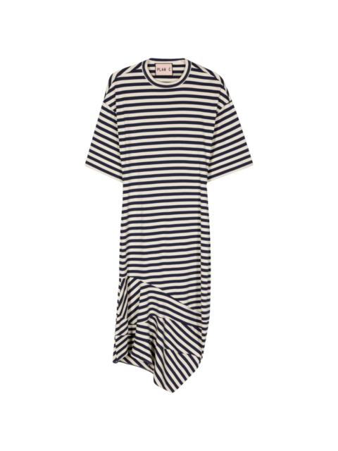asymmetric striped T-shirt dress