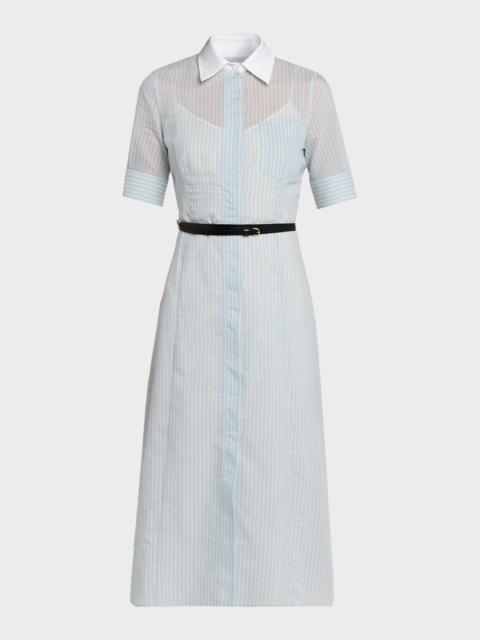 Altuzarra Kieran Striped Short-Sleeve Midi Shirtdress