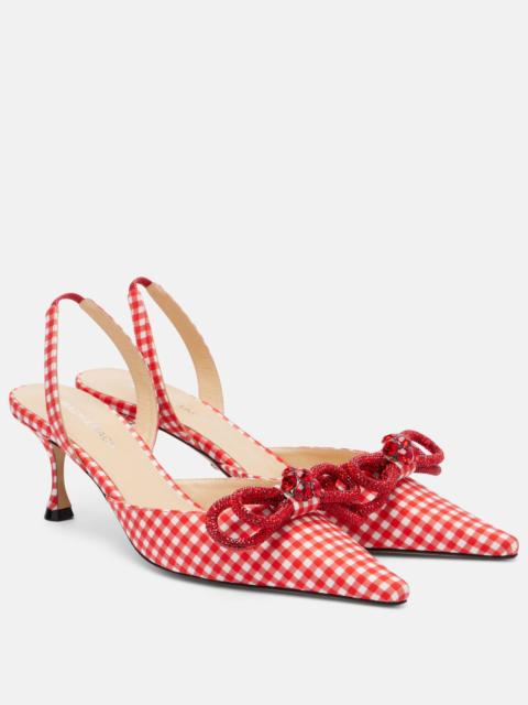 MACH & MACH Double Bow gingham slingback pumps