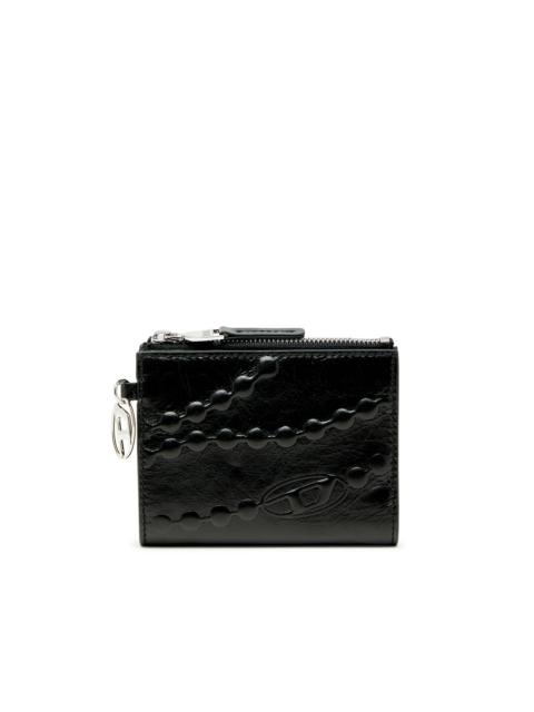 Diesel LEATHER BI-FOLD WALLET WITH EMBOSSED CHAIN MOTIF
