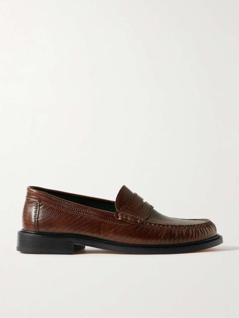 VINNY’s Yardee Lizard-Effect Leather Penny Loafers