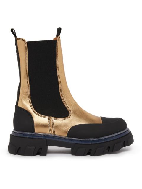 GANNI metallic-leather chunky Chelsea boots
