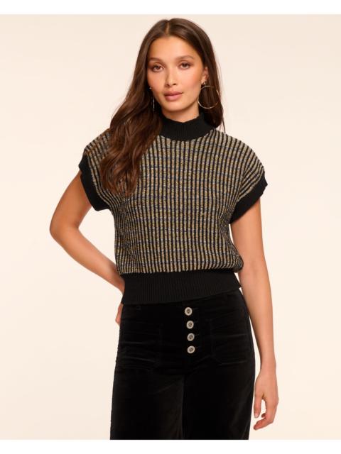 RAMY BROOK Hannah Wool Blend Metallic Short Sleeve Sweater