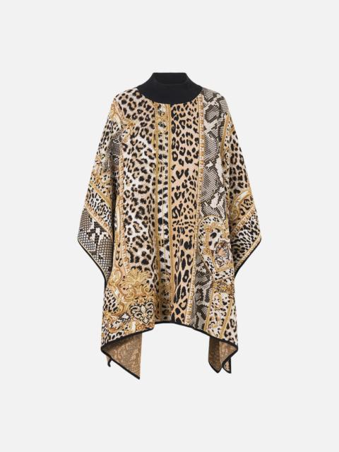 CAMILLA FUNNEL NECK DRAPE KNIT PONCHO LEOPARD LIBERTINE
