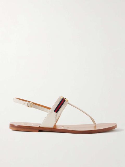 GUCCI Kika logo-embellished webbing-trimmed leather sandals