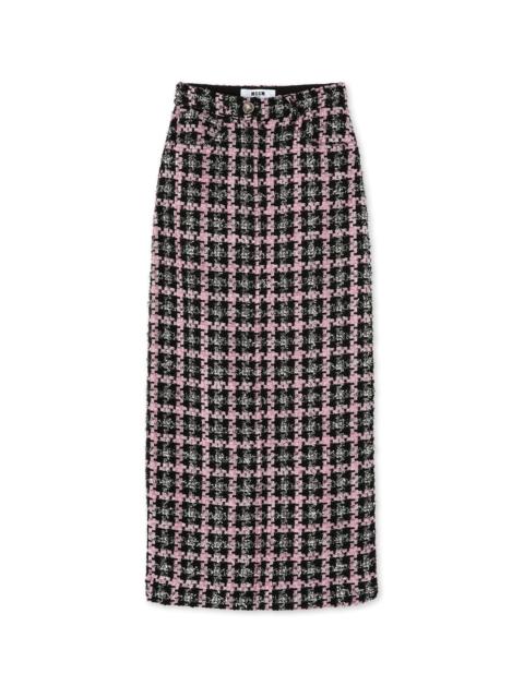 MSGM Midi skirt with "Lurex Check Tweed" motif