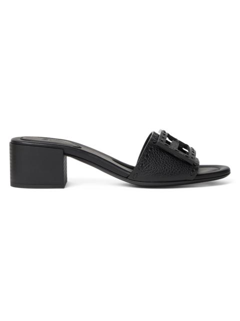 FENDI Women's Vitello 45MM Logo Leather Mules - Nero