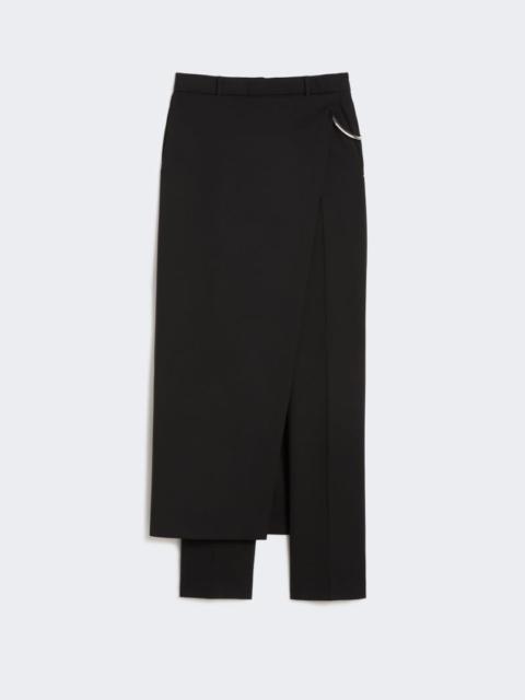 Stretch wool trousers with removable panel - black
