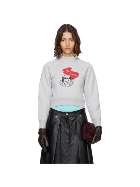 WILLY CHAVARRIA Gray 'PAYASADAS!' Shrunken Crew Sweatshirt