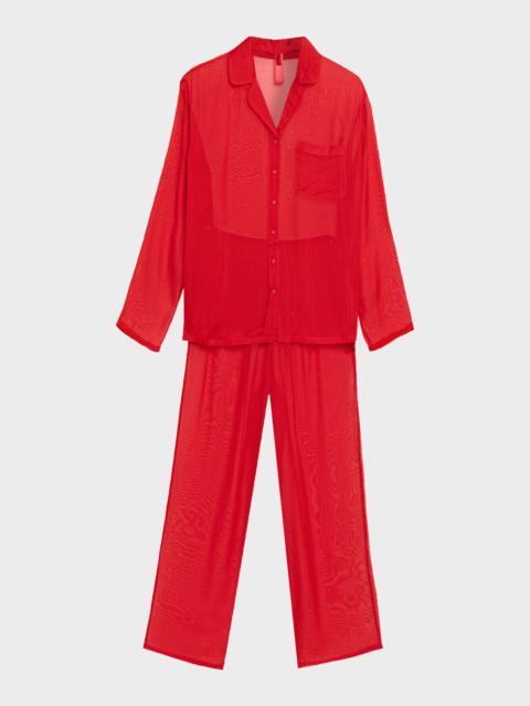 SKIMS Button-Down Sheer Silk Lounge Set