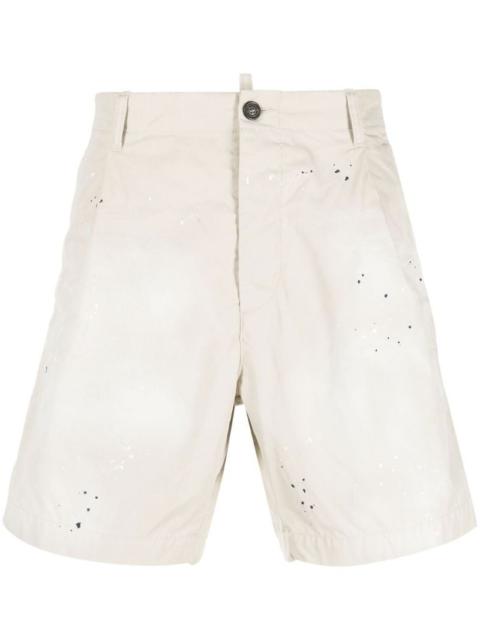 paint-splatter tailored shorts