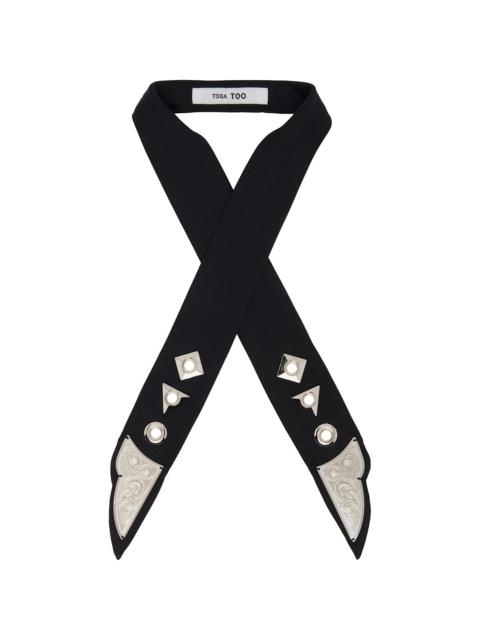 TOGA PULLA Black Metal Ribbon Tie