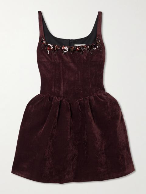 SHUSHU/TONG Embellished Velvet Mini Dress